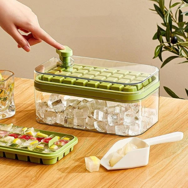 ChillMate™ – 2-Layer Ice Cube Tray with Scoop | Easy Demolding | 64 Cubes in One Go