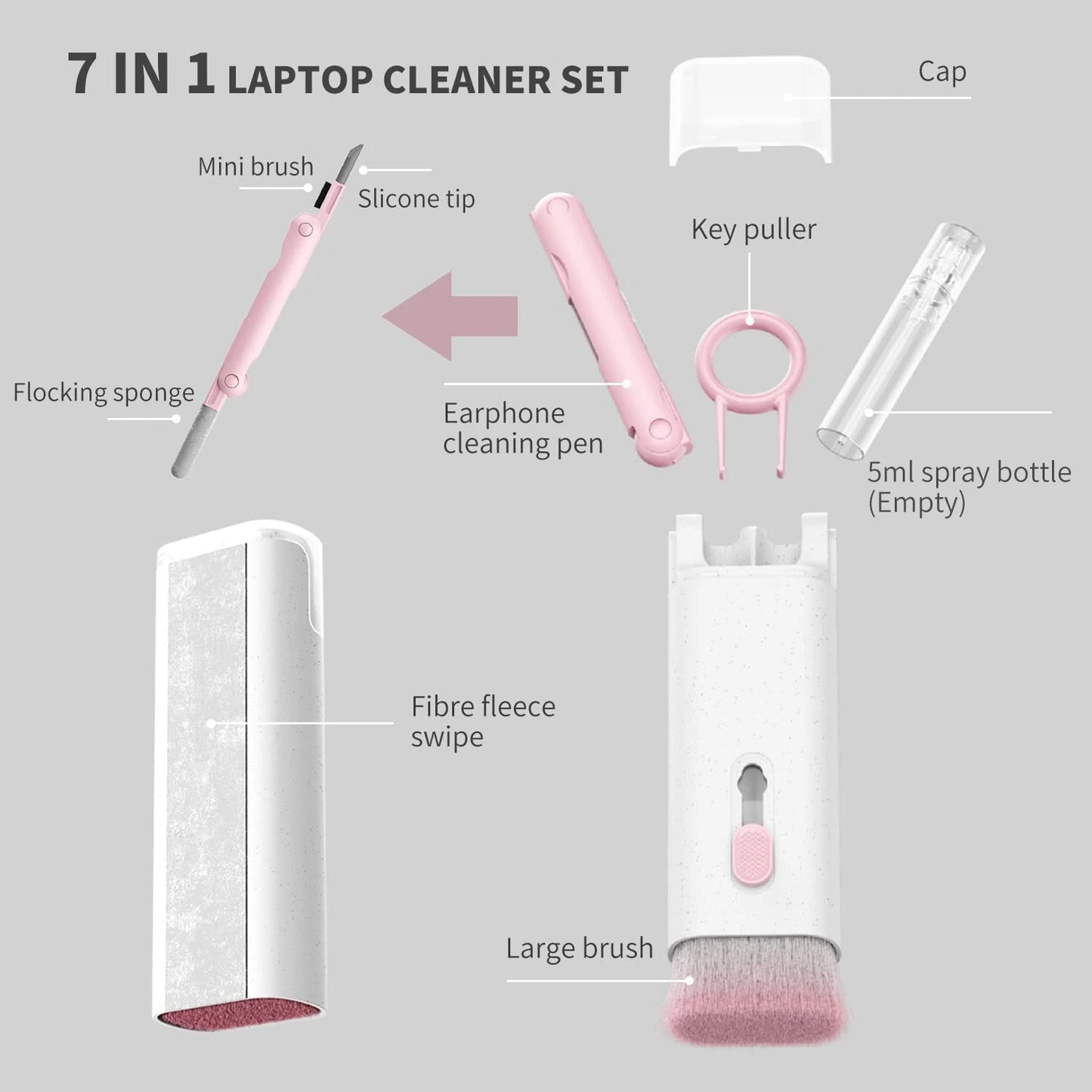 CleanCraft™ – Cleaning Kit | 7-in-1 Multifunctional Tools | For Keyboards, Gadgets & More