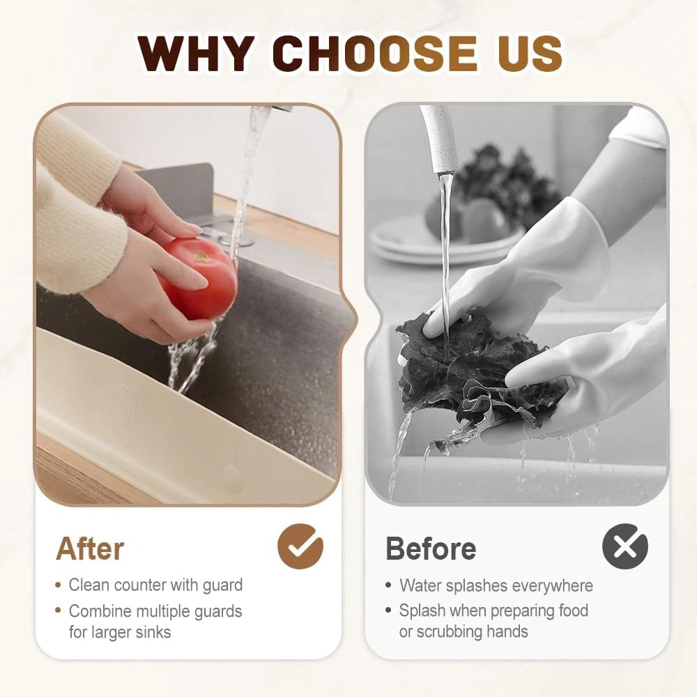 SplashShield™ – Sink Splash Guard | Flexible Silicone | Keeps Counters Dry & Clean