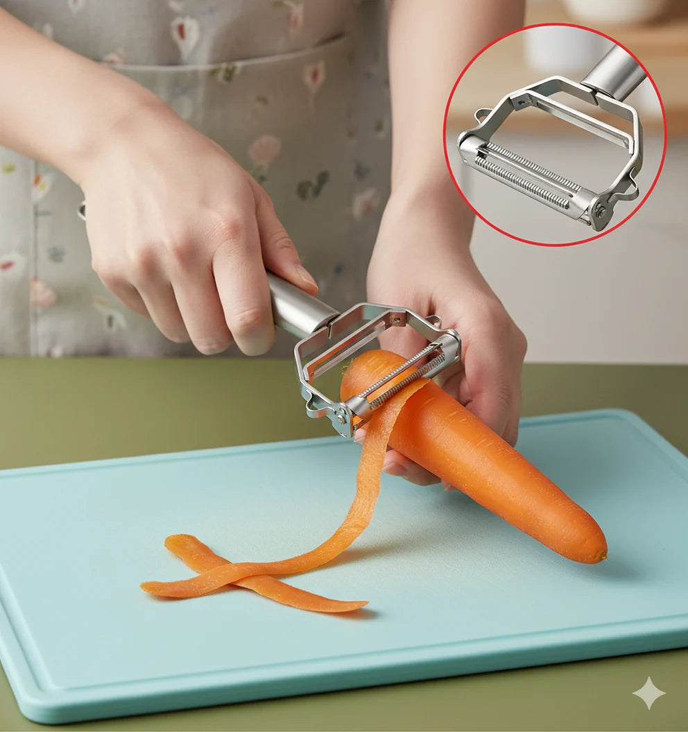 SwiftPeel™ – 3 in 1 Stainless Peeler | Sharp Blades, Anti-Rust | For Quick, Clean Prep