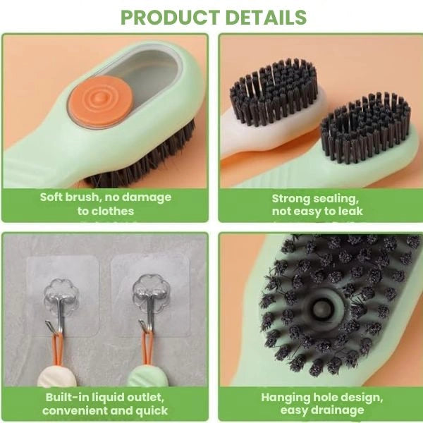 PressClean™ – Built-In Liquid Brush | Multi-Surface Use | Soft Bristles