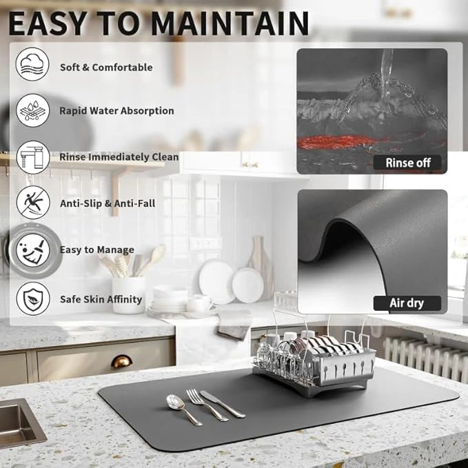 DryEdge™ – Absorbent Sink Mat | Quick-Dry, Anti-Slip Base | For Wet Counters & Dish Racks