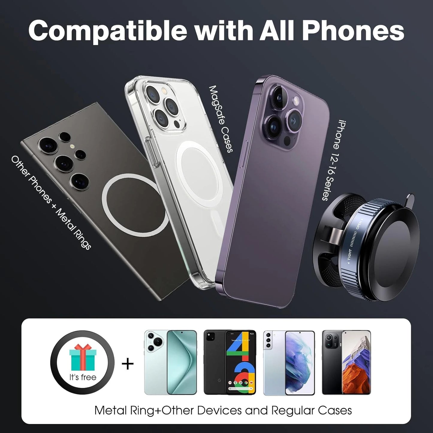 HoldEase™ – Ultra-Strong Magnetic Base | Hands-Free Viewing | Works with All Phones