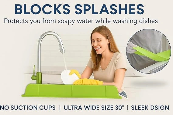 SplashShield™ – Sink Splash Guard | Flexible Silicone | Keeps Counters Dry & Clean