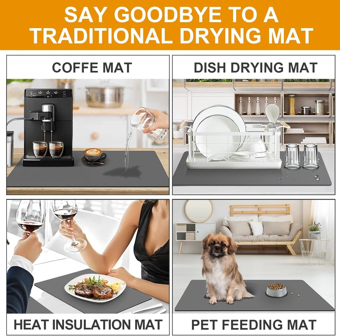 DryEdge™ – Absorbent Sink Mat | Quick-Dry, Anti-Slip Base | For Wet Counters & Dish Racks