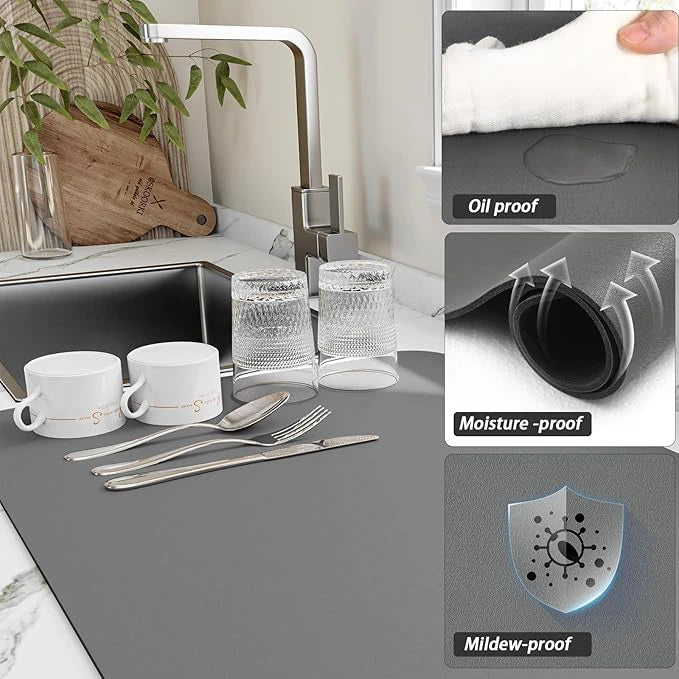 DryEdge™ – Absorbent Sink Mat | Quick-Dry, Anti-Slip Base | For Wet Counters & Dish Racks
