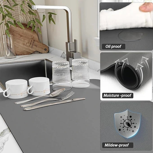 DryEdge™ – Absorbent Sink Mat | Quick-Dry, Anti-Slip Base | For Wet Counters & Dish Racks