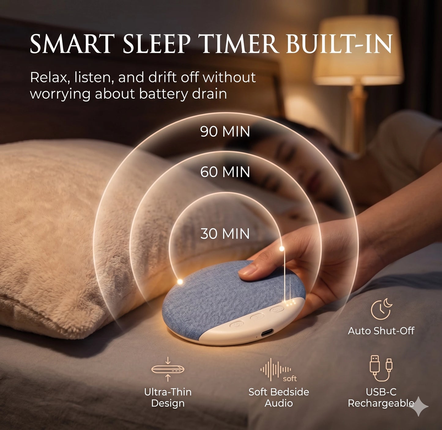 PillowTone™ – Under Pillow Speaker | Ultra-Thin Wireless | Private Night Listening