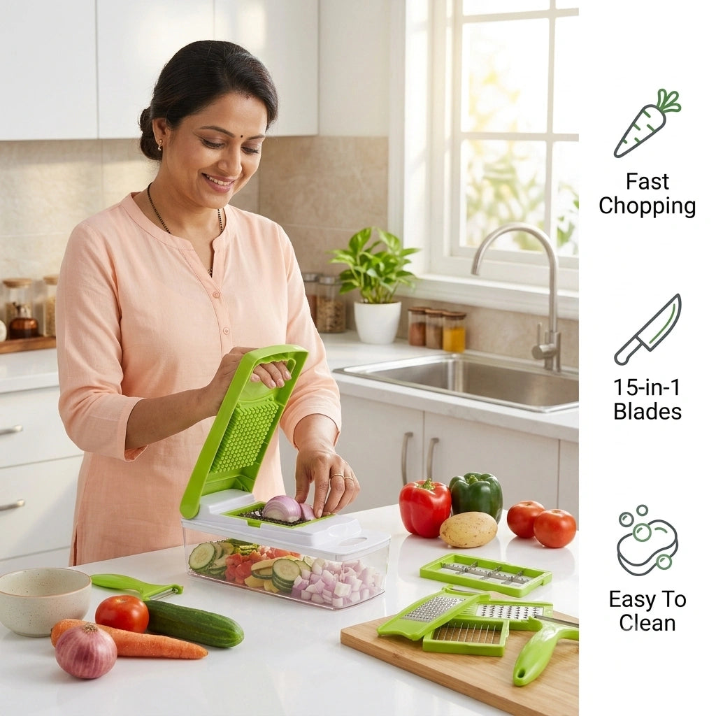 SmartChop - 15-in-1 Chopper |  Interchangeable | Multi-Blade | Mess-Free |