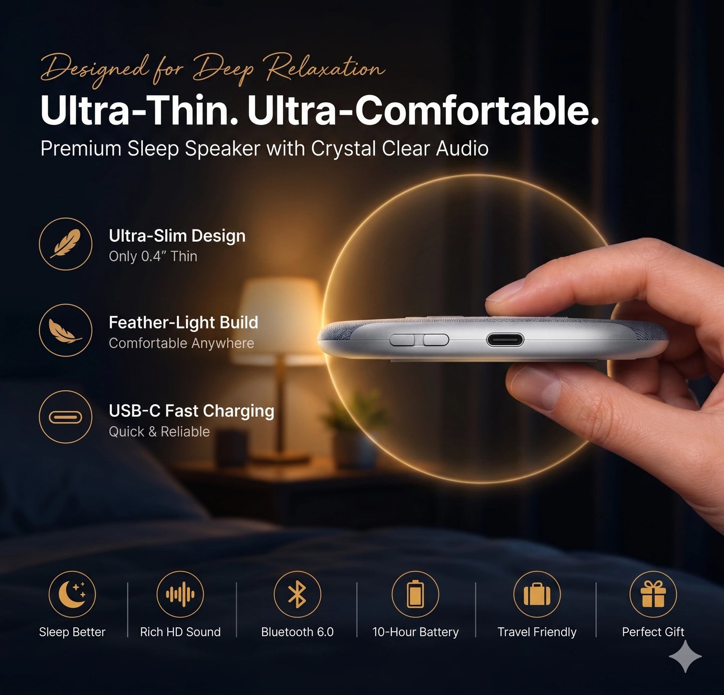 PillowTone™ – Under Pillow Speaker | Ultra-Thin Wireless | Private Night Listening