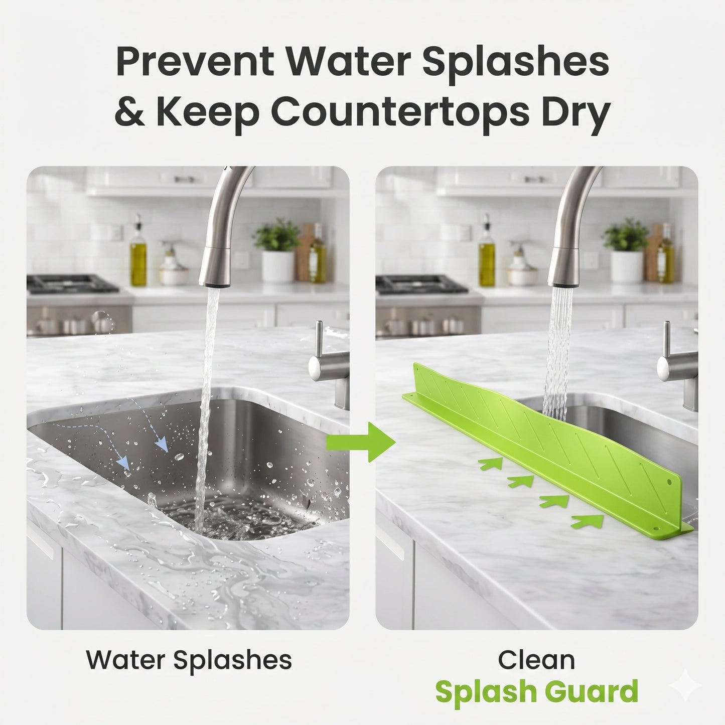 SplashShield™ – Sink Splash Guard | Flexible Silicone | Keeps Counters Dry & Clean
