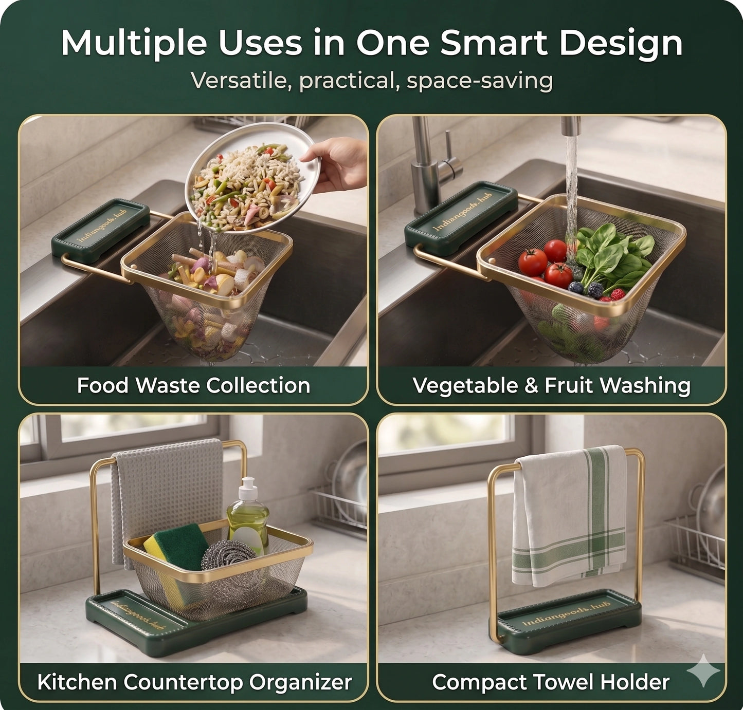 SinkStrainer™– Invisible Strainer Liners | Anti-Bacterial Rack | Elegant for Premium Sinks.