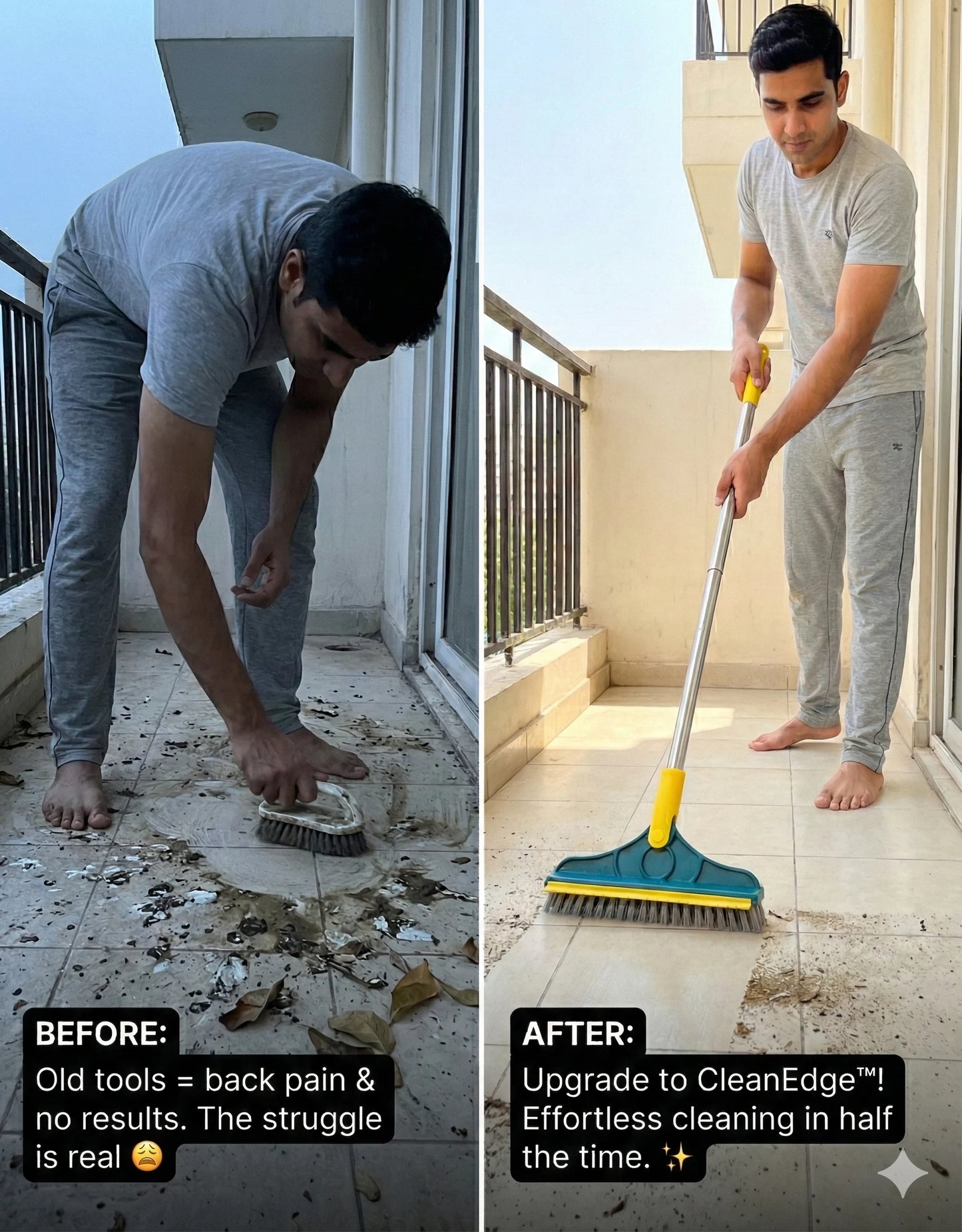 CleanEdge – 2-in-1 Scrubbing Brush | Corner Wiper | Flexible Head