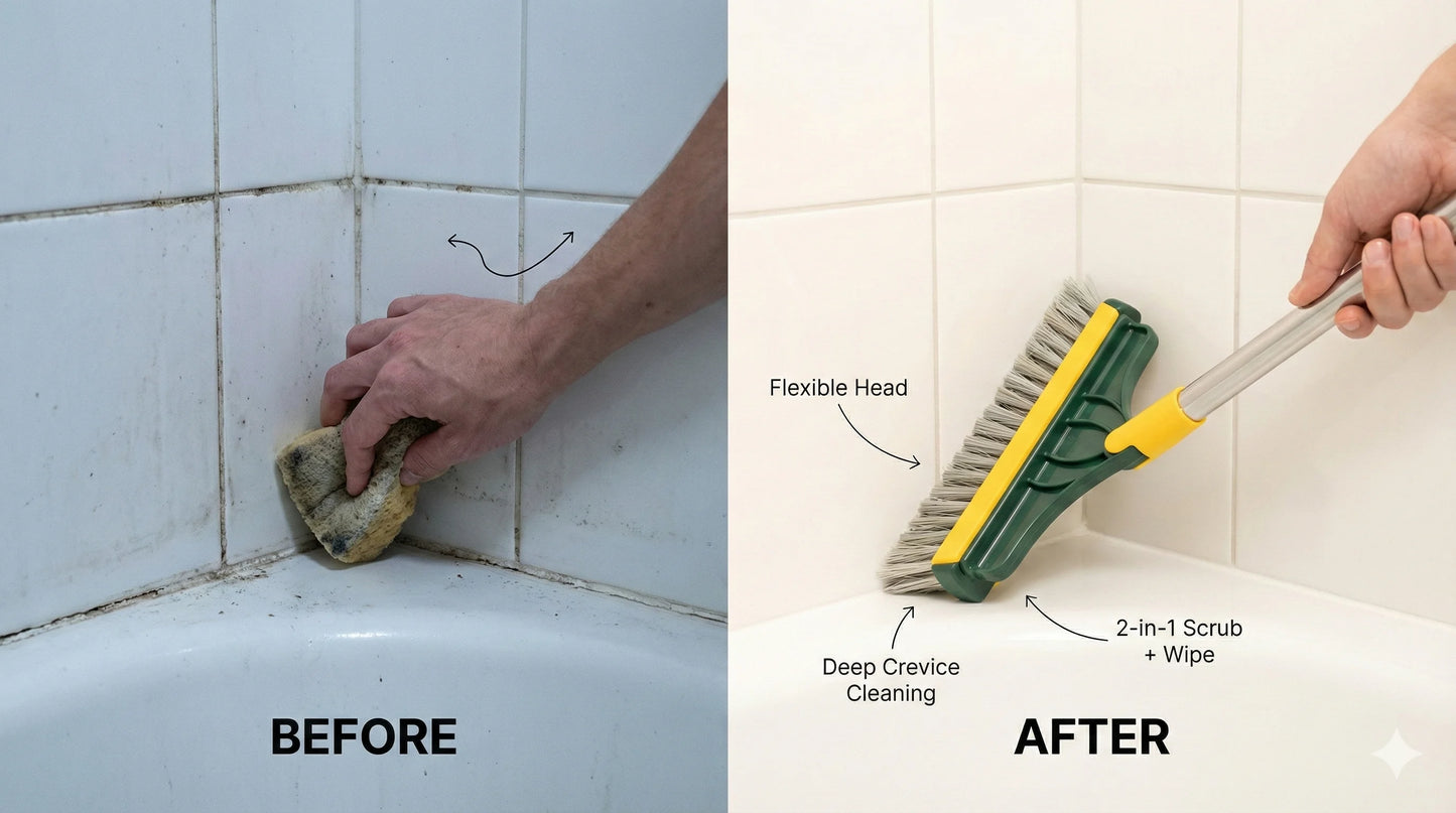 CleanEdge – 2-in-1 Scrubbing Brush | Corner Wiper | Flexible Head