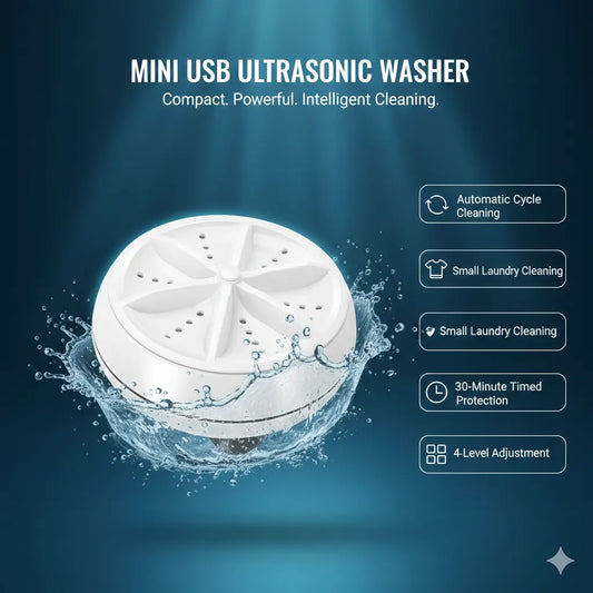 TurboSpin™ – Mini Ultrasonic Washer | Silent 360° Micro Agitation | Travel & Delicate Care