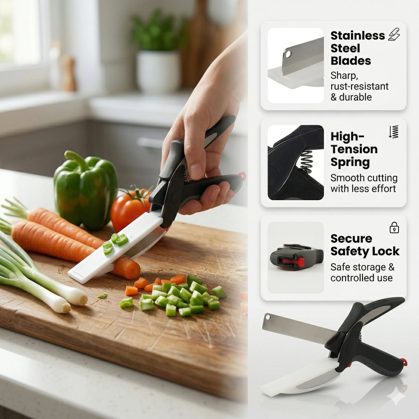 CleverCutter™ – Stainless Chopper |  Easy Pull Mechanism | Fast Effortless Chopping