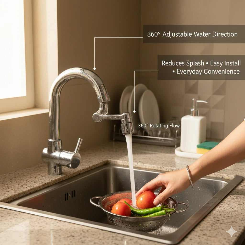 Rotating Faucet/Tap Extender | Stainless Steel | 180° rotation