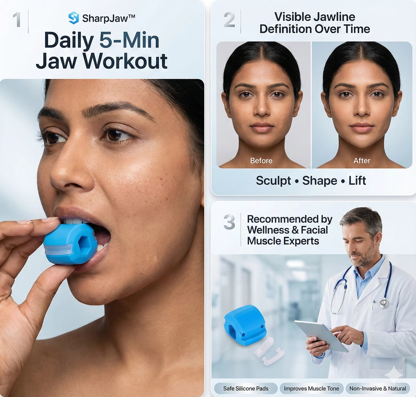 SharpJaw™-  Jaw Shaper & Facial Toner  | Sculpt, Shape & Lift | Compact Jaw Exerciser