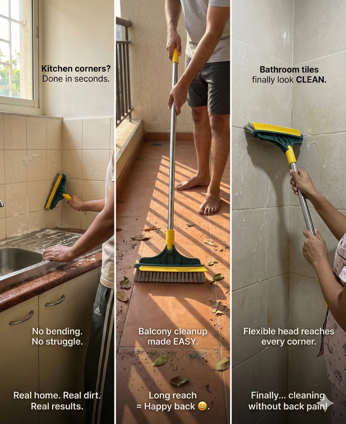 CleanEdge – 2-in-1 Scrubbing Brush | Corner Wiper | Flexible Head